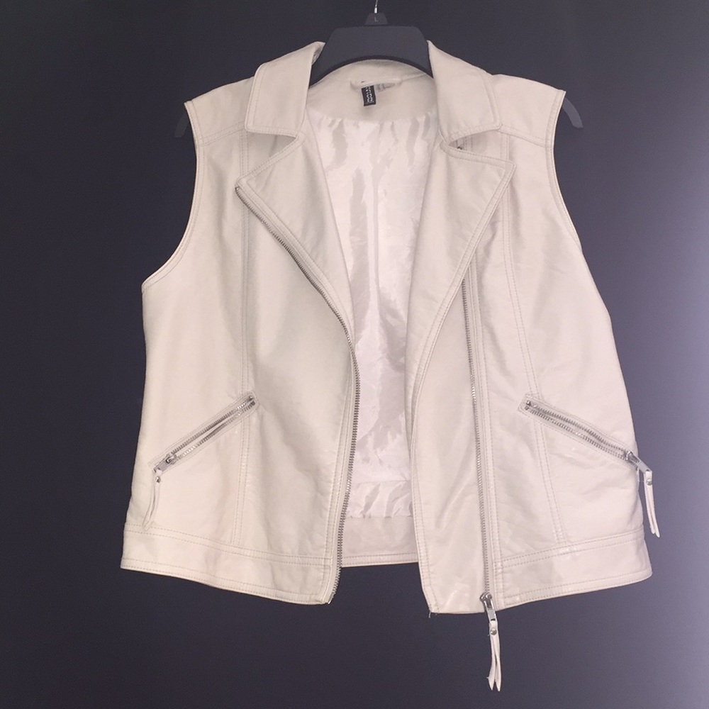 Pleather cream Moto vest